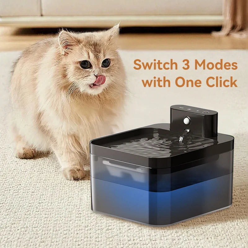 ROJECO Smart Cordless Cat Water Fountain - 2.2L Rechargeable Automatic Pet Hydration System